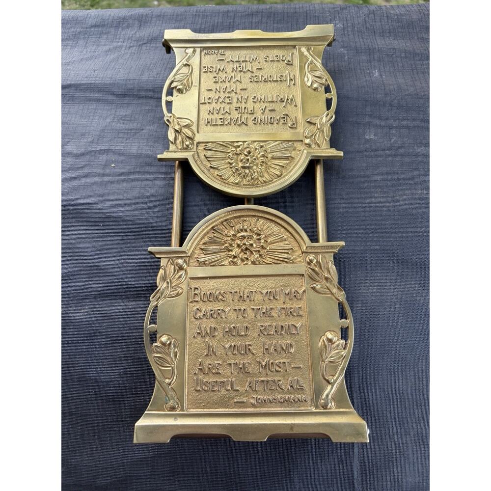 Antique Expandable BOOKENDS brass SCULPTURE NORTH WIND Johnson Bacon